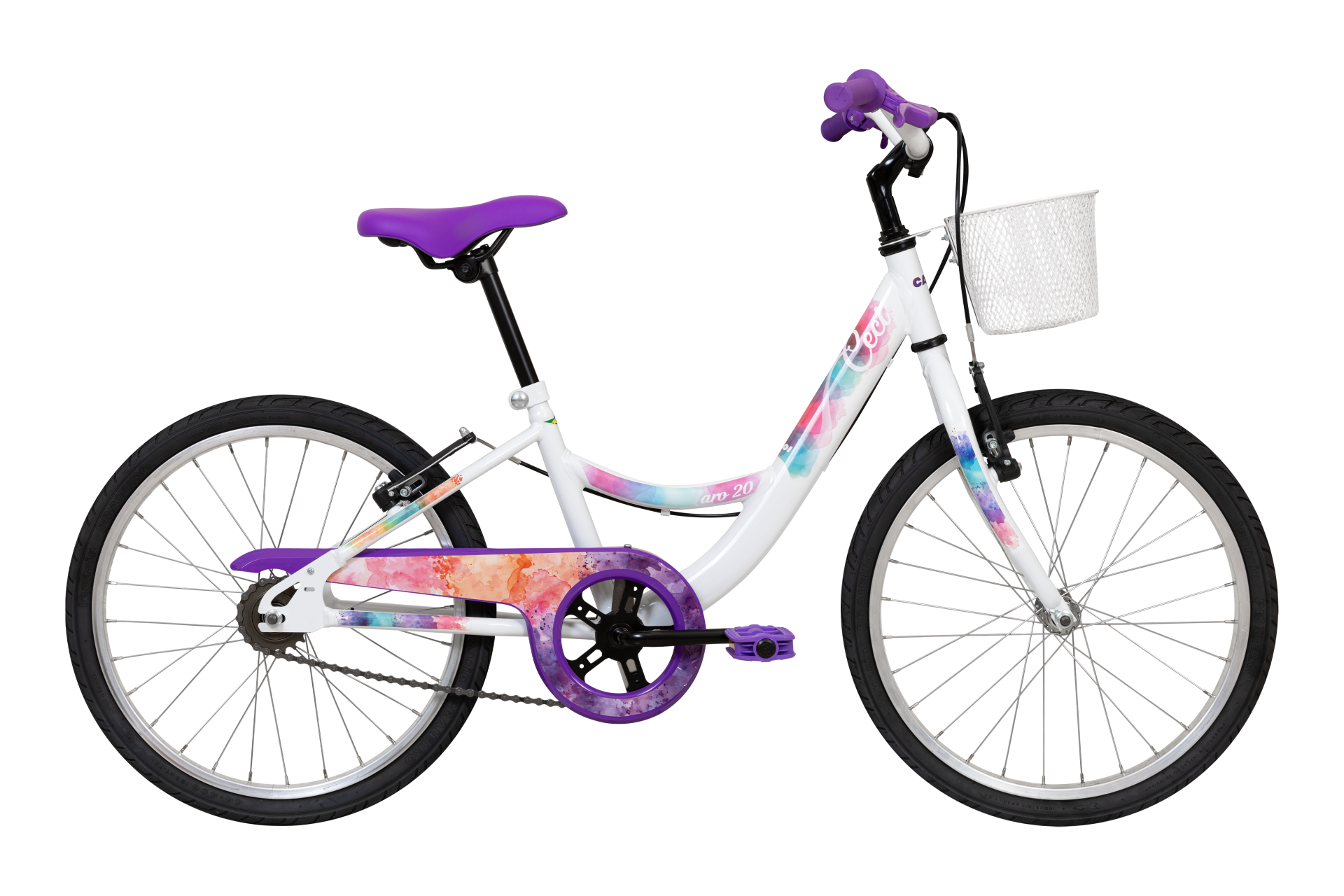 Bicicleta Caloi Ceci Aro 20 branca infantil feminina com cesto