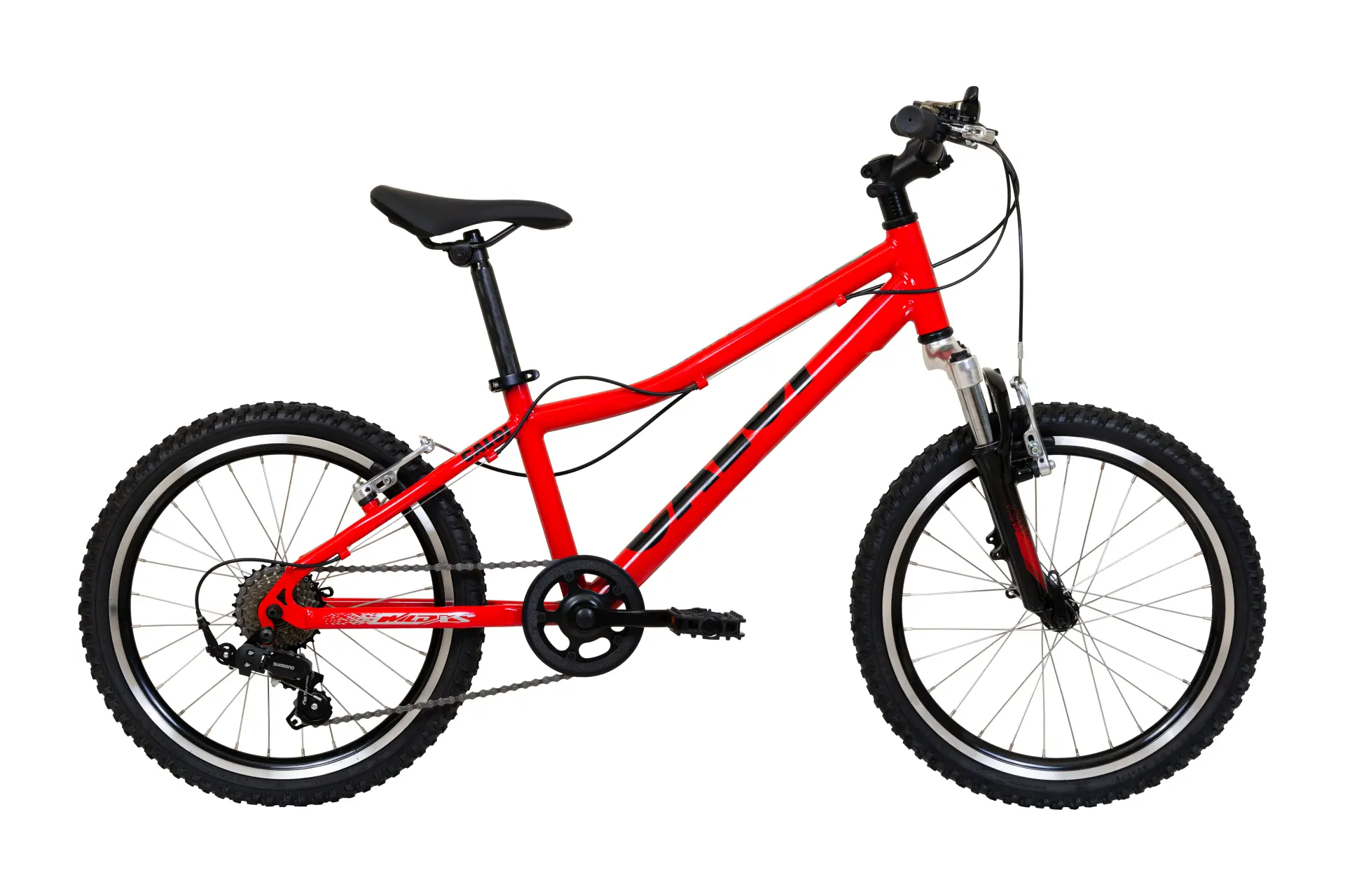 Bicicleta Caloi Wild XS Aro 20 7 velocidades preta e vermelha para crianças